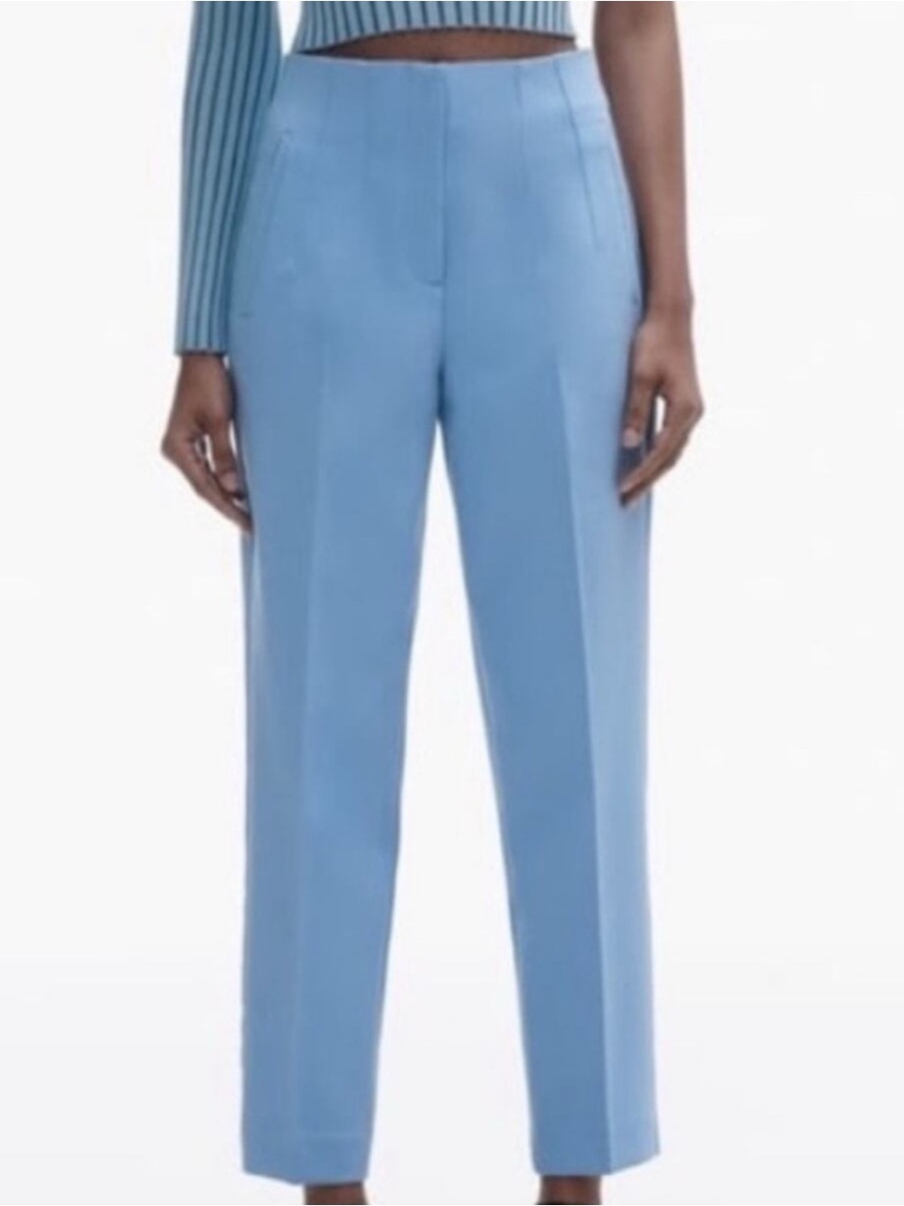 Zara Light Blue High-Rise Tailored Trousers